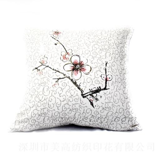 直喷梅花抱枕印花