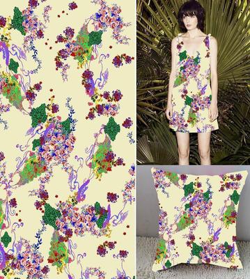 连衣裙全棉梭织面料数码印花加工厂家